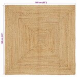 vidaXL Tapis de zone Beige 160 x 160 cm Jute
