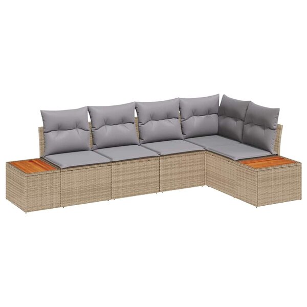 vidaXL Ensemble de canapé de jardin 5 Pièces beige et gris clair