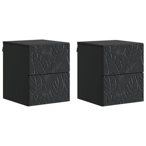 vidaXL Cabinet de chevet mural 2 Pièces Noir 34 5 x 33 x 40 cm