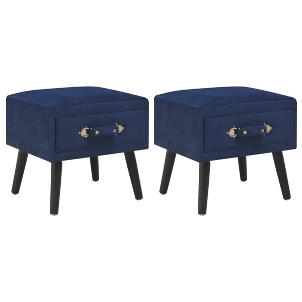 vidaXL Tables de chevet 2 Pièces Bleu 40x35x40 cm Velours