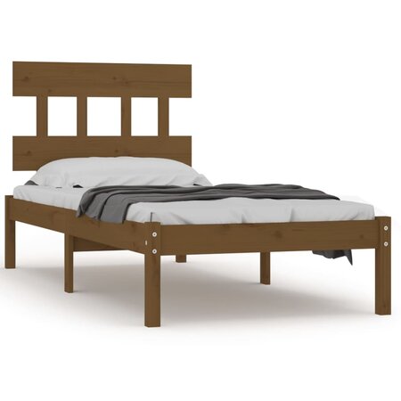 vidaXL Cadre de lit Marron miel Bois massif 75x190 cm Petit simple