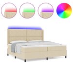 vidaXL Lit à ressorts avec matelas Crème 200 x 200 cm tissu