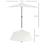 Demi parasol  parasol de balcon 5 entretoises métal polyester 2 69l x 1 38l x 2 36h m crème