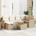 vidaXL Salon de jardin avec coussins 7 Pièces beige résine tressée