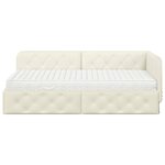 vidaXL Cadre de lit d'angle avec matelas Crème 90 x 190 cm Velours