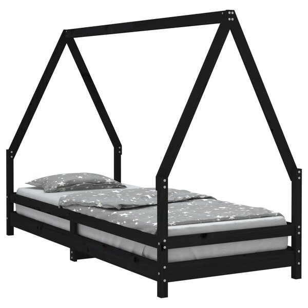 vidaXL Cadre de lit pour enfants noir 80x200 cm bois de pin massif
