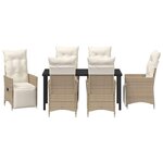 vidaXL Ensemble de salle à manger pour jardin 7 Pièces Beige Poly rotin
