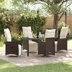 vidaXL Set de Salle à Manger de Jardin 5 Pièces avec Coussins Marron Rattan PE