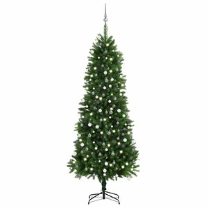 vidaXL Arbre de Noël artificiel pré-éclairé et boules 240 cm vert