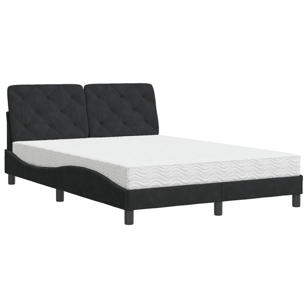 vidaXL Lit avec matelas noir 140x190 cm velours