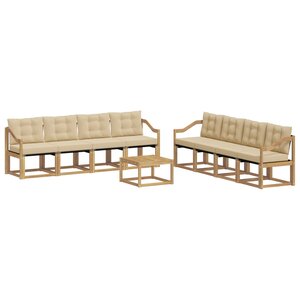 vidaXL Ensemble de canapés d'extérieur 9 Pièces Blanc et Beige