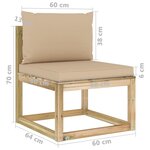 vidaXL Salon de jardin 7 Pièces avec coussins bois de pin imprégné