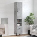 vidaXL Buffet haut Gris béton 34 5x34x180 cm Bois d'ingénierie