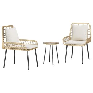vidaXL Ensemble de salle à manger pour jardin 3 pc Marron et Crème