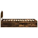 vidaXL Cadre de lit avec tête de lit Chêne fumé 90 x 190 cm Pin massif