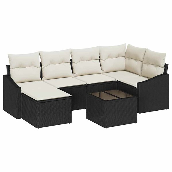 vidaXL Ensemble de salle à manger pour jardin 7 Pièces Marron  Crème