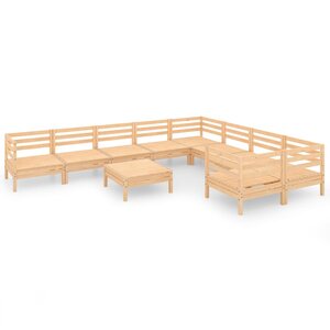 vidaXL Salon de jardin 10 Pièces Bois de pin massif