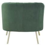MATHIS Fauteuil rétro - Velours vert, structure en bois massif et pieds dorés - L 79 x P 70 x H 71 cm