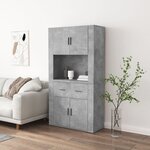 vidaXL Buffet haut Gris béton Bois d'ingénierie