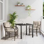 vidaXL Ensemble de salle à manger pour jardin 3 Pièces Marron Poly rotin