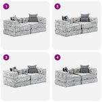 vidaXL Pouf modulaire à 2 places Gris clair Tissu