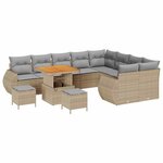 vidaXL Ensemble de canapé de jardin 12 Pièces Beige polyrotin