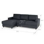 Canapé d'angle gauche 4 places Paul - Tissu gris anthracite - L 215 x P 140 cm