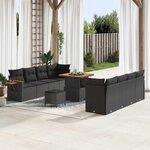 vidaXL Ensemble de canapé de jardin 11 Pièces Noir polyrotin