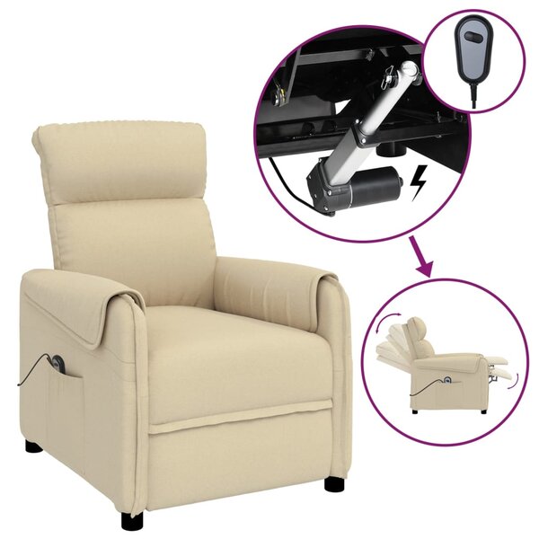 vidaXL Fauteuil inclinable électrique Crème Tissu