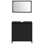 Meuble de Salle de Bain vidaXL avec Miroir Chêne Noir 60x33x61cm en Bois d'ingénierie