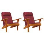 vidaXL Coussins de chaise adirondack lot de 2 rouge bordeaux