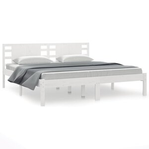 vidaXL Cadre de lit sans matelas blanc 200x200 cm bois massif de pin