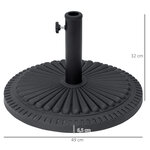 Pied de parasol base de lestage parasol rond ciment HDPE motif rosace Ø 49 cm poids net 15 Kg noir