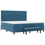vidaXL Lit à Sommier avec Matelas & Banc Bleu Foncé 200x200 cm Velours