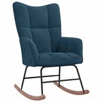 vidaXL Chaise à bascule avec tabouret en velours bleu