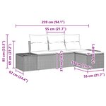 vidaXL Ensemble de Canapés avec coussin 4 Pièces Marron Poly Rattan