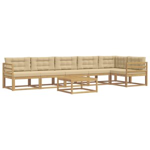 vidaXL Ensemble de canapés d'extérieur 7 pc Blanc et Beige Polyester