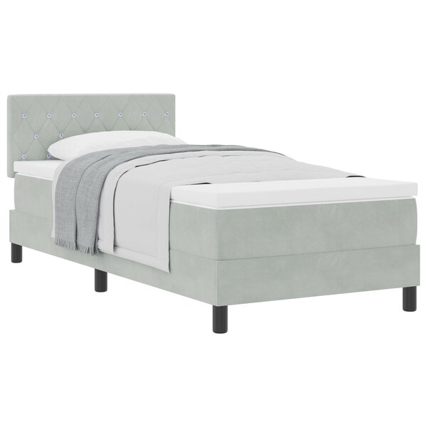 vidaXL Cadre de Lit Box Spring avec Matelas Gris Clair 90x200 cm Velours