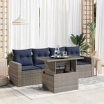 vidaXL Salon de jardin 5 Pièces avec coussins gris résine tressée acacia