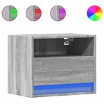 vidaXL Tables de chevet murales avec lumières LED 2 Pièces sonoma gris