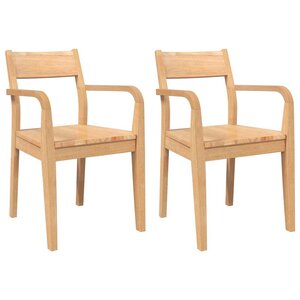 vidaXL Chaises à manger 2 Pièces bois massif naturel caoutchouc