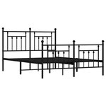 vidaXL Cadre de lit métal avec tête de lit/pied de lit noir 140x190 cm