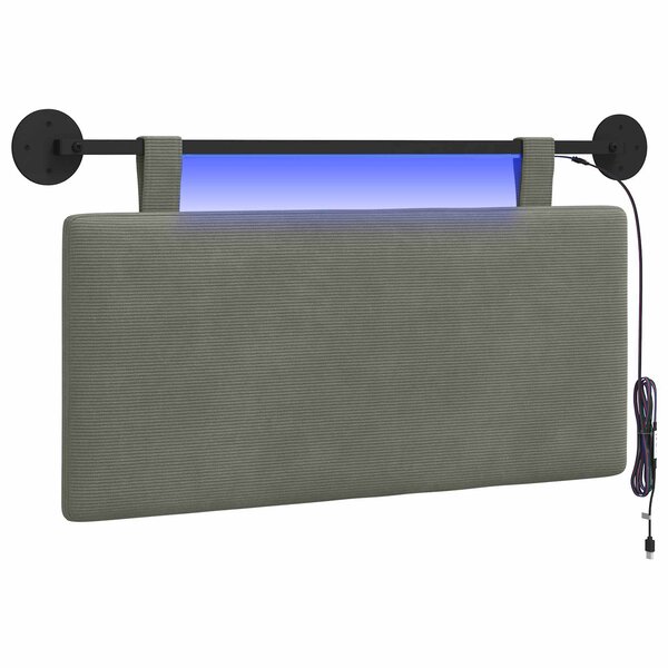 vidaXL Tête de lit suspendue Gris clair Tissu en velours côtelé