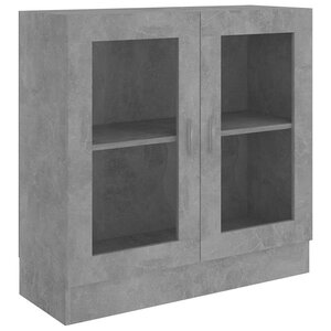 vidaXL Armoire à vitrine Gris béton 82 5x30 5x80 cm Bois d'ingénierie