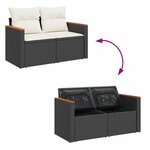 vidaXL Salon de jardin avec coussins 7 Pièces noir résine tressée acacia