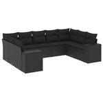vidaXL Salon de jardin 9 Pièces avec coussins noir résine tressée