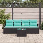 vidaXL Ensemble de Canapés 5 Pièces Noir et turquoise polyrotin
