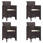 vidaXL Chaise de jardin 4 Pièces Marron 53 x 49 x 85 cm PP
