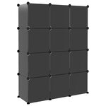vidaXL Cubes de rangement 12 Pièces avec portes Noir PP
