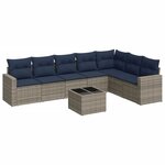 vidaXL Salon de jardin 8 Pièces avec coussins gris résine tressée
